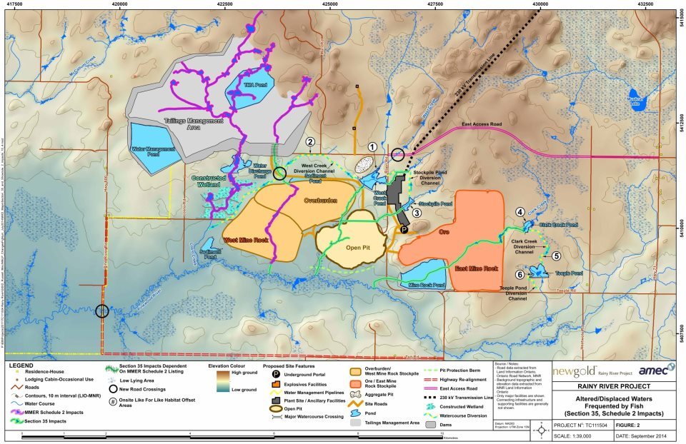 Figure 6-1: Aquatic Habitat Displaced by Mine Features (Source: Rainy River EIS, AMEC).